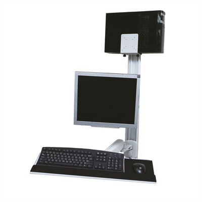 Držiak pre PC+monitor na stenu, pneumatický, Monitor max 5kg, PC max 10kg, VESA 75x75/100x100mm