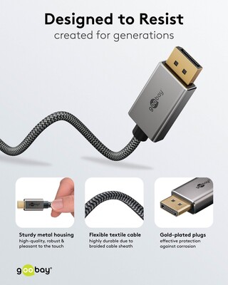 Kábel USB 3.1 Typ C na DisplayPort M/M 1m, gen.2, 4K@60Hz, čierny/sivý, oplet, pozl. konektor
