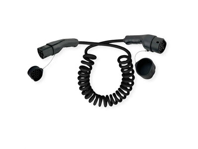 Kábel nabíjací pre elektromobily Type 2, 7.5m, 22kW, 32A, 3 fázy, špirála, čierny