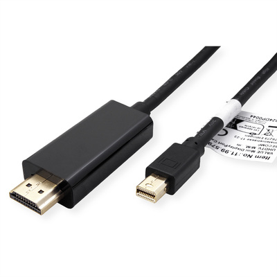 Kábel DisplayPort mini na HDMI M/M 2m, jednosmerný, 4K@60Hz UHD, audio, čierny