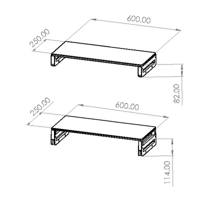 Stojan/podstavec na monitor/notebook, výškovo nastaviteľný, čierny, drevený