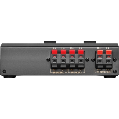Prepínač reproduktorov AVS12-4, 2x Speakers OUT, 1x Amplifier IN, max. Ø 4 mm², čierny
