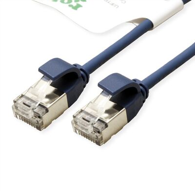 U/FTP Patchkábel LSOH TPE 2m cat.6a, modrý, slim, Cu, Flex Cable, Roline Green, Eco obal