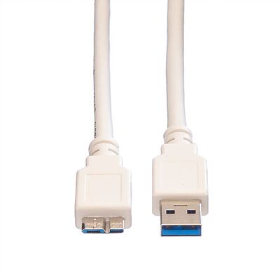 Kábel USB 3.2 Gen 1, A-MICRO-B(3.0) M/M 0.8m, 5Gbps, biely