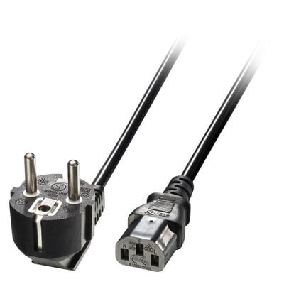 Kábel sieťový 230V, vidlica (CEE7/7) lomená - C13, 2m, 0.75mm2, 10A, čierny