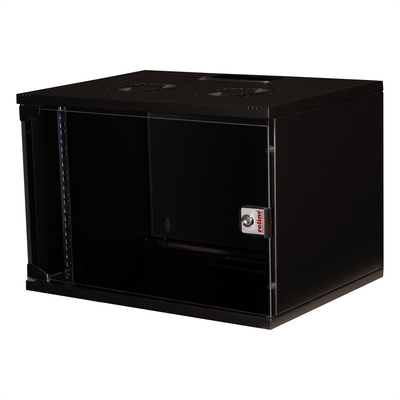 19" Rack na stenu 7U, čierny, 370x540x400 mm (HxWxD), RAL9005, BASIC