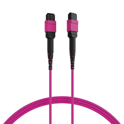 Fiber kábel MTP-MTP, 1m Duplex OM4(50/125µm), LSOH, 3mm, Trunk Cable, fialový, Typ-B