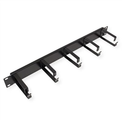 19" Panel vyväzovací, organizér, 5x oko (Typ G), 1U, oceľ, čierny