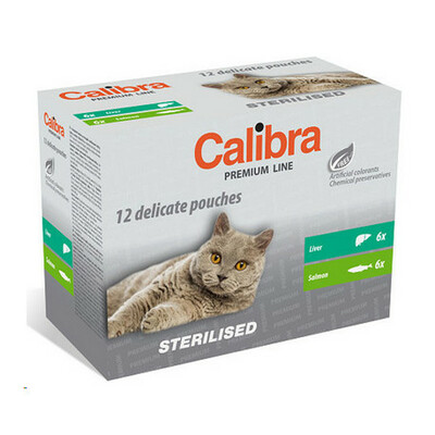 Calibra KAPSIČKA MULTIPACK, Premium cat Sterilised, 6x pečeň 6x losos