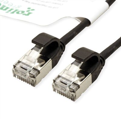 U/FTP Patchkábel LSOH TPE 2m cat.6a, čierny, slim, Cu, Flex Cable, Roline Green, Eco obal