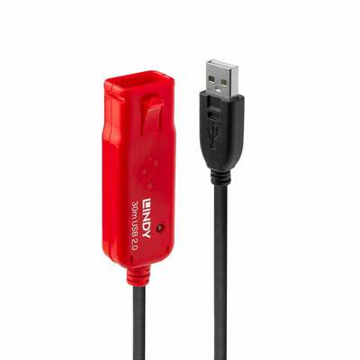 Kábel USB 2.0 A-A M/F 30m, High Speed, predlžovací, čierny, aktívny, PRO, reťazitelný