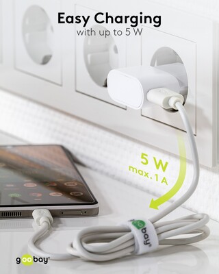 Nabíjačka USB 230V 1port, 1xUSB A, 1A, 5W, biela