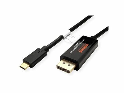 Kábel DisplayPort na USB 3.1 Typ C M/M 2m, Obojsmerný, v1.2, 4K@60Hz UHD, čierny