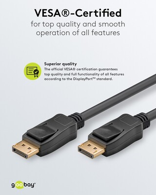 Kábel DisplayPort M/M 3m, 8K@60Hz, DP v1.4, 32.4Gbit/s, čierny, pozl. konektor