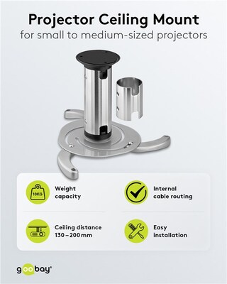 Držiak pre projektor, stropný, max 10kg, dĺžka 130-200mm, max rozteč 320mm, sivý