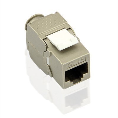 Konektor Keystone cat.6a, tienený, strieborný, beznástrojový (toolless), SLIM