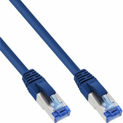 S/FTP (PiMF) Patchkábel LSOH 0.5m cat.6a, modrý, Cu