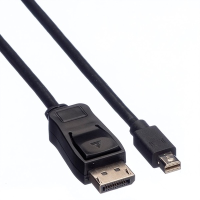 Kábel DisplayPort mini/DP M/M 5m, 2K@60Hz, DP v1.1, 10.8Gbit/s, čierny