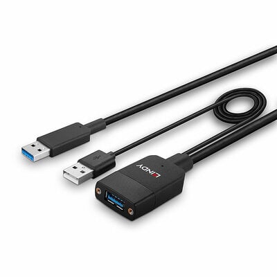 Kábel USB 3.2 Gen 2, A-A M/F 35m, 10Gbps, čierny, predlžovací, AKTÍVNY optický