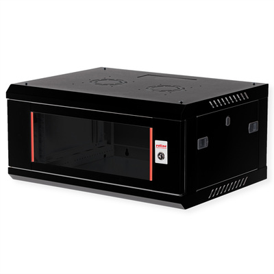 19" Rack na stenu 4U, čierny, 290x600x450mm (HxWxD), odnímateľné bočnice