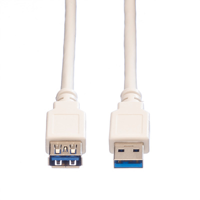 Kábel USB 3.2 Gen 1, A-A M/F 0.8m, 5Gbps, predlžovací, biely