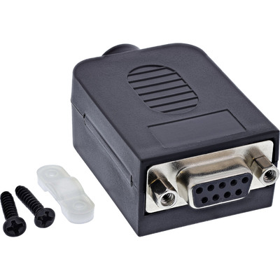Konektor D-SUB 9 pin samec - 2 radový, skrutkovacia zbernica, krytka, čierny