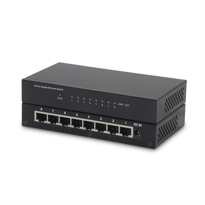 Switch Gigabit 8port, kovový čierny ROLINE montáž na STENU 155 x 86 x 26 mm