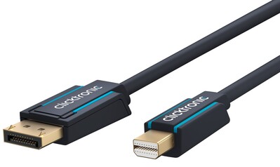 Kábel DisplayPort mini/DP M/M 1m, 2K@60Hz, DP v1.1, 10.8Gbit/s, modrý, pozl. konektor, ClickTronic