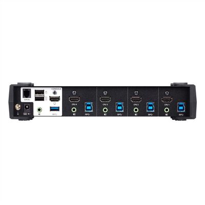 KVM switch/prepínač 4PC, HDMI, USB, USB 3.0 hub, Audio, 4K@60Hz