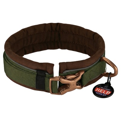 Obojok polstrovaný Softshell XXS/XS, 35mm/30-45cm, hnedý/olivový, reflexný, HS