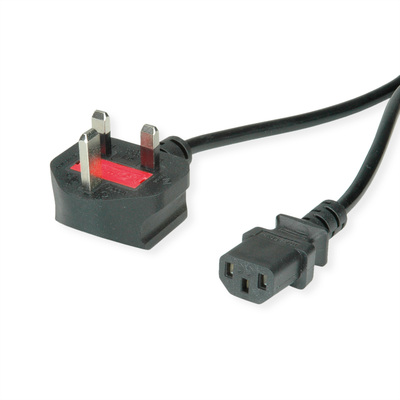 Kábel sieťový 230V, vidlica (BS1363) UK lomená - C13, 1.95m, 1.00mm², 10A, čierny