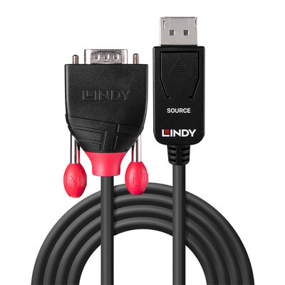 Kábel DisplayPort na VGA M/M 2m, čierny, jednosmerný, aktívny, pozl. konektor