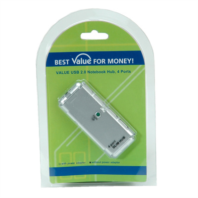 Hub USB 2.0, 4 Port, 4x USB A, MINI, 30cm, sivý