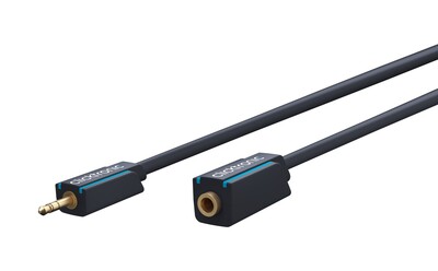 Kábel 3.5mm stereo jack M/F predlžovací 5m, modrý, pozl. konektor, ClickTronic