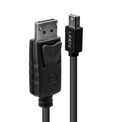 Kábel DisplayPort mini/DP M/M 1m, 4K@60Hz, DP v1.2, 21.6Gbit/s, čierny