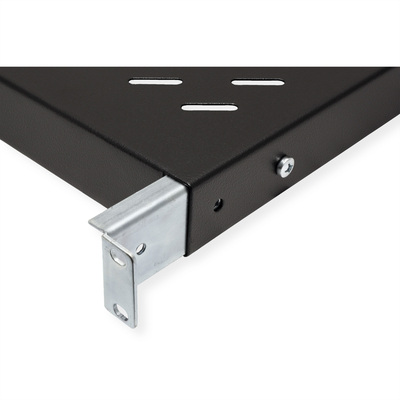 19" Polica 500mm, max. 50kg, 1U, sada skrutiek a podložiek v balení, čierna