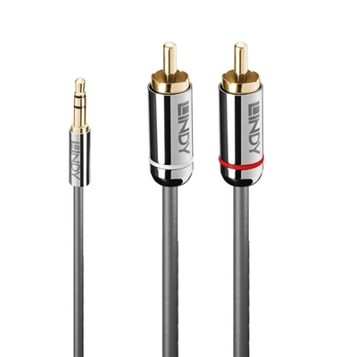 Kábel 3,5mm stereo/2xCinch M/M 10m, sivý, pozl. konektor, Slim, Cromo Line