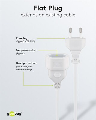Predlžovačka 2pin, 5m s 1 zásuvkou, 0.75mm², biela