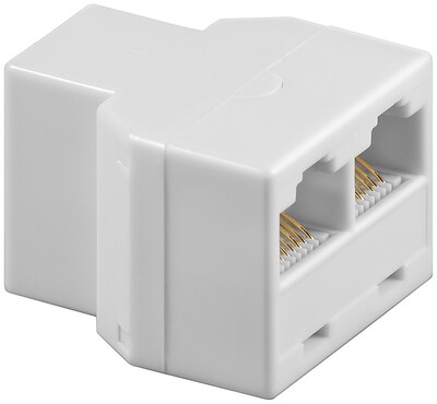 Adaptér telefónny RJ45 F/2xF biely, 10ks/bal