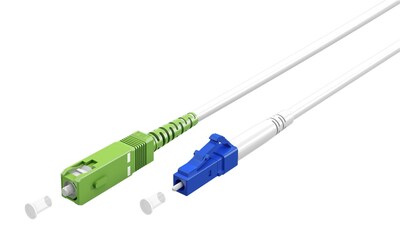 Fiber kábel LC-SC/APC, 1m Simplex OS2(9/125µm), LSOH, G657.A2, ohybný, 3mm, biely