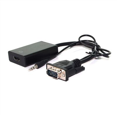 Adaptér VGA+audio na HDMI - USB napájanie, 1080p, 15cm čierny