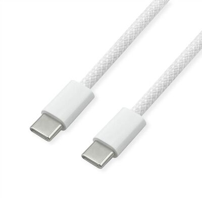 Kábel USB 2.0 Typ C CM/CM 1m, High Speed, Power Delivery 60w 20V3A, oplet, biely