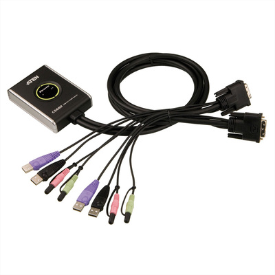 KVM switch/prepínač 2PC, DVI, USB, star+audio