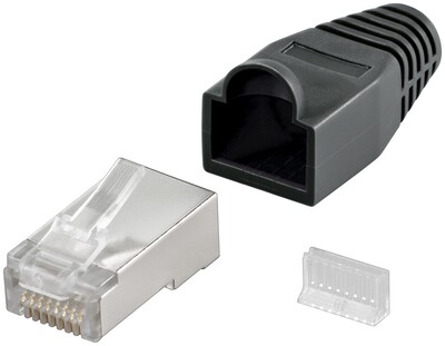 Konektor 8/8 RJ45 cat.5e, FTP+krytka, čierny, 10ks/bal