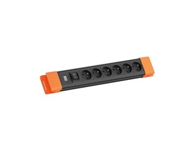 Predlžovačka CONNECTUS, 6xUTE 230V, vypínač, 2m kábel 1.5mm², hliník, čierna/oranžová