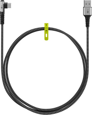 Kábel USB 2.0 Typ C AM/CM 1m, High Speed, Power Delivery 60w 20V3A, čierny/sivý, zahnutý 90°