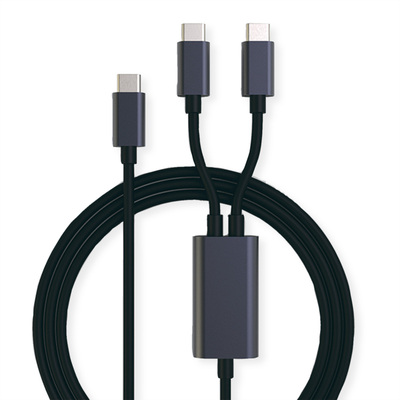 Kábel USB 2.0 Typ C CM/2xCM 1.85m, High Speed, Power Delivery 100w, čierny