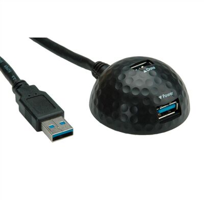 Kábel USB 3.2 Gen 1, A-A M/F 1.5m, 5Gbps, predlžovací, čierny, ťažítko s magnetom