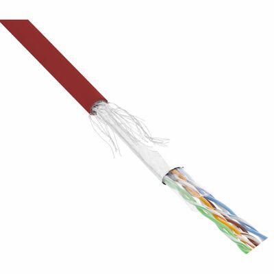 S/FTP lanko PVC 100m cat.5e, AWG26, 100Mhz, 1000Base-T, červený, pomedený