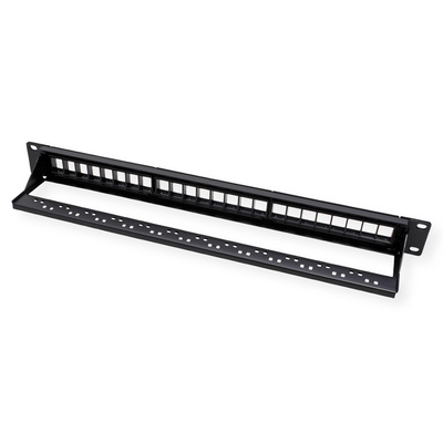 19" Patch panel 24port Keystone, netienený, 1U, čierny